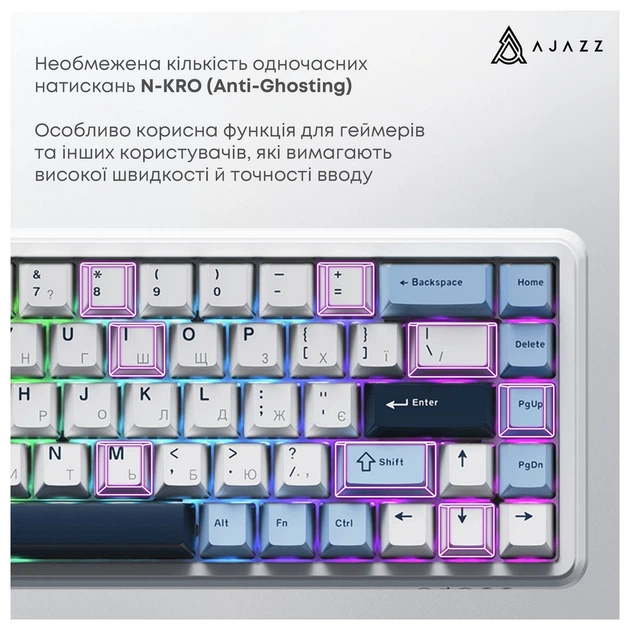 Клавіатура Ajazz AK680 MAX Magnetic Switch RGB USB White (AK680-M-BWD-AW) - Фото 3 Клавіатура Ajazz AK680 MAX Magnetic Switch RGB USB White (AK680-M-BWD-AW) - зображення 3