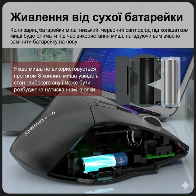 Бездротова комп'ютерна миша E-YOOSO X31 чорна - зображення 7