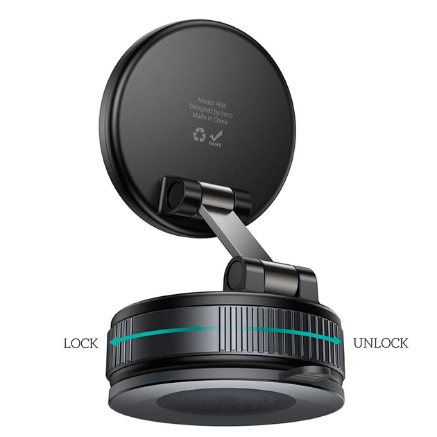 Автомобільний тримач Hoco H86 Dragon manual suction cup magnetic holder Black - изображение 5