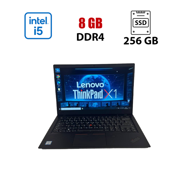 Ультрабук Б-класс Lenovo ThinkPad X1 Carbon Gen 6 / 14" (1920x1080) IPS / Intel Core i5-8350U (4 (8) ядра по 1.7 - 3.6 GHz) / 8 GB DDR4 / 256 GB SSD / Intel UHD Graphics 620 / WebCam б/у - Фото 1 Ультрабук Б-класс Lenovo ThinkPad X1 Carbon Gen 6 / 14" (1920x1080) IPS / Intel Core i5-8350U (4 (8) ядра по 1.7 - 3.6 GHz) / 8 GB DDR4 / 256 GB SSD / Intel UHD Graphics 620 / WebCam б/у - изображение 1