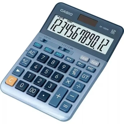 Калькулятор Casio DF-120EM-W-EP, голубой (CALC-CAS-DF-120EM-W) - Фото 1 Калькулятор Casio DF-120EM-W-EP, голубой (CALC-CAS-DF-120EM-W) - изображение 1