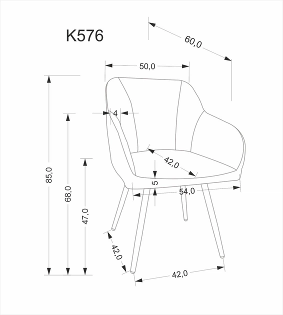Krzesło do kuchni i salonu Halmar K576 obrotowe Popielate (V-CH-K/576-KR-POPIELATY) (5905248135949) - obraz 3