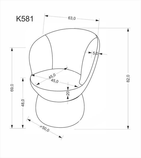 Krzesło do kuchni i salonu Halmar K581 obrotowe Popielate (V-CH-K/581-KR-POPIELATY) (5905248156180) - obraz 3