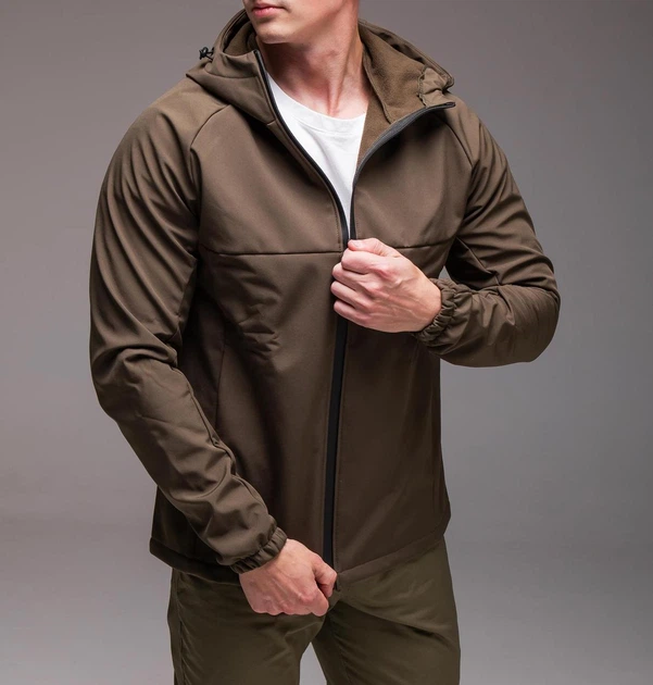 Мужская демисезонная куртка Soft Shell на флисе хакі XL 2065 - зображення 4