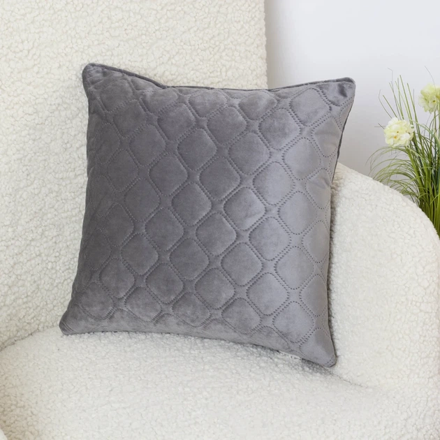 Подушка декоративна 50×70 ТЕП VELOUR темно-сіра Dark Grey, велюр, м’яка, антиалергенна - зображення 3