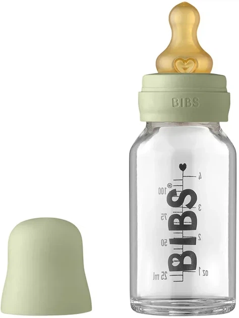 Стеклянная бутылочка BIBS Baby Glass Bottle полный комплект 120 ml - Sage - изображение 5