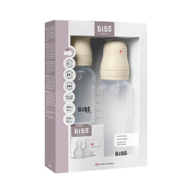 Полный комплект детских бутылочек BIBS Round Silicone 150 ml/270 ml – Ivory (+0m, +2m, +4m) - изображение 3