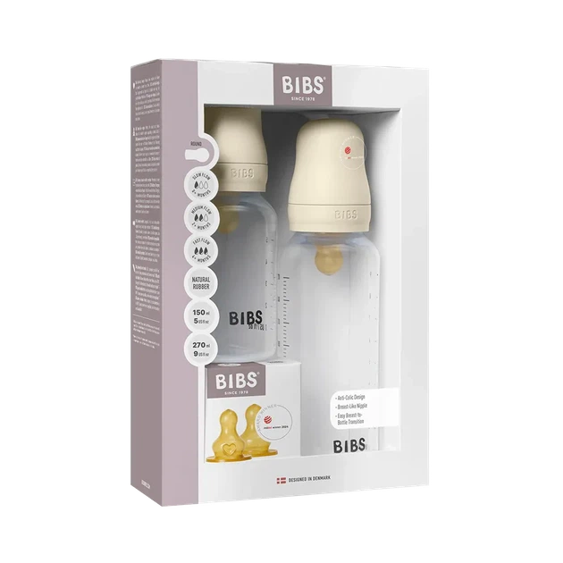 Набор детских бутылочек BIBS Grow and Flow Round Latex 150 мл/270 мл – Ivory - изображение 3