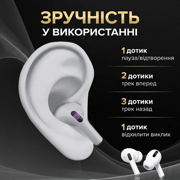 Навушники бездротові з активним шупопоглинанням Air Pro 2nd gen бездротові Bluetooth навушники з магнітним зарядним чохлом MagSafe та бездротовою зарядкою миттєве підключення White Kayfovo AE2GN - Фото 4 Навушники бездротові з активним шупопоглинанням Air Pro 2nd gen бездротові Bluetooth навушники з магнітним зарядним чохлом MagSafe та бездротовою зарядкою миттєве підключення White Kayfovo AE2GN - зображення 4