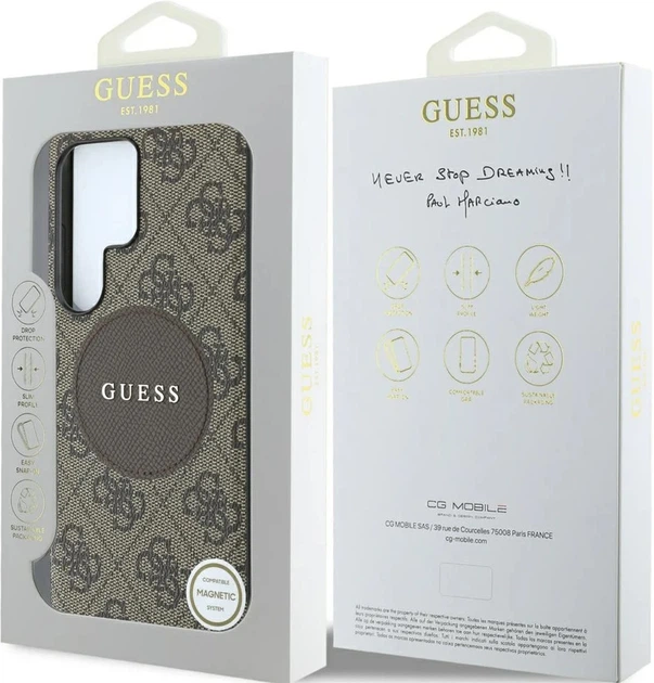 Панель Guess 4G 4G Round Patch Classic Logo MagSafe для Samsung Galaxy S25 Ultra Brown (3666339448950) - зображення 4