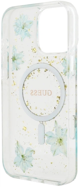 Панель Guess Resin Flowers Glitter MagSafe для Apple iPhone 16 Pro Turquoise (3666339429201) - зображення 3
