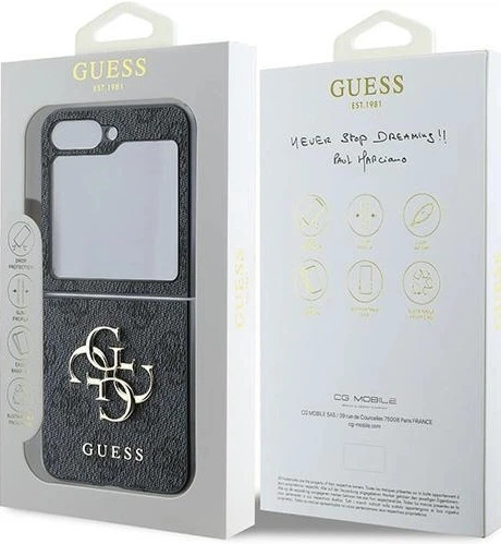Панель Guess Leather 4G Metal Logo для Samsung Galaxy Z Flip 6 Black (3666339313128) - зображення 3