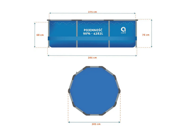 Каркасный круглый бассейн Avenli 305×76 см 4383 л комплект 19в1 с насосом, фильтром, покрытием и подстилкой синий - изображение 10