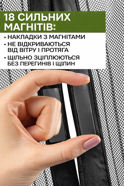 Антимоскитная сетка на двери на магнитах 100х210 см, шторы москитные, защита от насекомых и пыли, для дома дачи и сада, серая - изображение 4