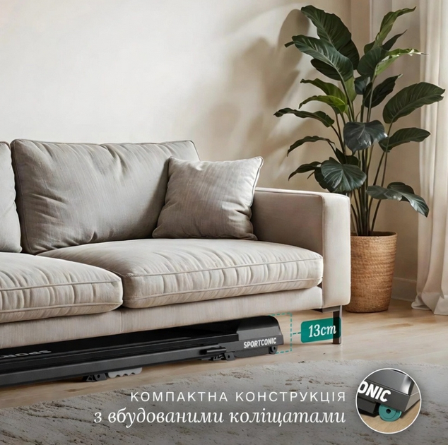 Беговая дорожка Sportconic до 12 км/ч с регулируемым наклоном LED-дисплей пульт дистанционного управления черная - Фото 8 Беговая дорожка Sportconic до 12 км/ч с регулируемым наклоном LED-дисплей пульт дистанционного управления черная - изображение 8