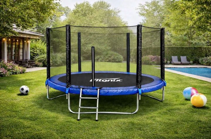 Батут Fitonix 312 см (10 ft) усилен до 150 кг с защитной сеткой 160 см и стремянкой для детей и взрослых. - Фото 2 Батут Fitonix 312 см (10 ft) усилен до 150 кг с защитной сеткой 160 см и стремянкой для детей и взрослых. - изображение 2