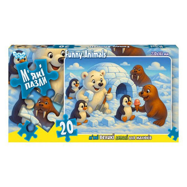 Дитячі м'які пазли "Funny Animals" S20-10-15, 20 елементів - Фото 1 Дитячі м'які пазли "Funny Animals" S20-10-15, 20 елементів - зображення 1