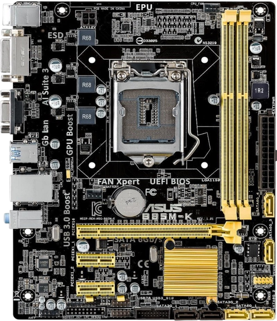 Материнська плата Asus B85M-K LGA 1150 (B85M-K) Б/В - Фото 1 Материнська плата Asus B85M-K LGA 1150 (B85M-K) Б/В - зображення 1