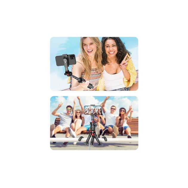 Штатив RTAKO C03 Octopus Extendable Tripod Selfie Stick (with Detachable Phone Holder) Black (6942063212416) - изображение 3