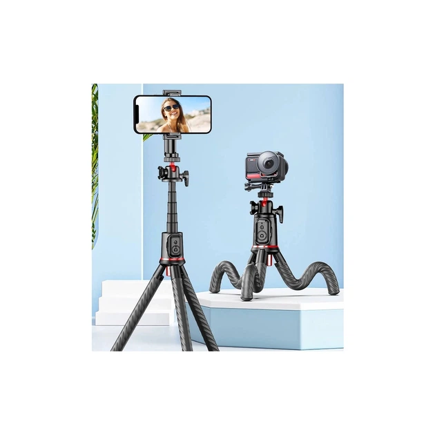 Штатив RTAKO C03 Octopus Extendable Tripod Selfie Stick (with Detachable Phone Holder) Black (6942063212416) - изображение 8