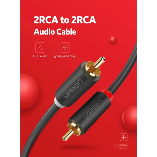 Кабель мультимедійний 2xRCA M to 2xRCA M 1.0m AV104 black Ugreen (30747) - зображення 2
