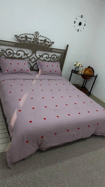 Комплект постільної білизни Italy Quilt Cover Страйп-Сатін з ковдрею літньою 230х200см Бузковий - Фото 2 Комплект постільної білизни Italy Quilt Cover Страйп-Сатін з ковдрею літньою 230х200см Бузковий - зображення 2