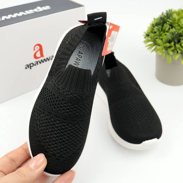 Мокасины, текстильные кроссовки для девочки Apawwa (Z515 black) Размер 28, 17.5 см - Фото 7 Мокасины, текстильные кроссовки для девочки Apawwa (Z515 black) Размер 28, 17.5 см - изображение 7