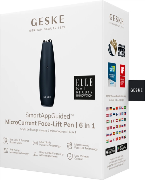 Мікрострумова ручка для підтяжки обличчя GESKE MicroCurrent Face-Lift Pen black (HB0124) - изображение 8