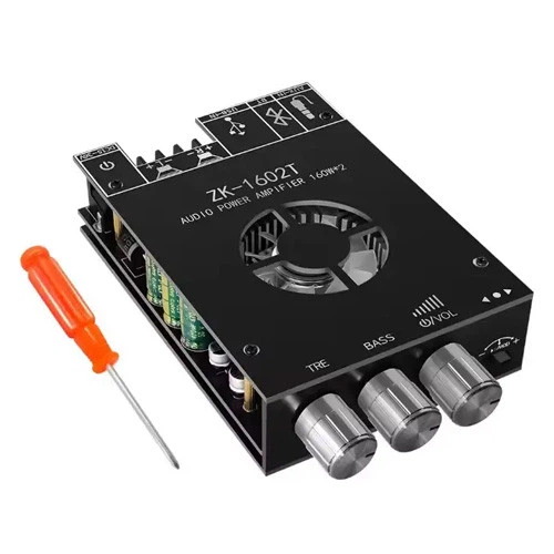 Аудіо підсилювач для колонок потужність звуку 2x160Вт Bluetooth 5.0 ZK-1602T TD5182A AUX USB - зображення 4