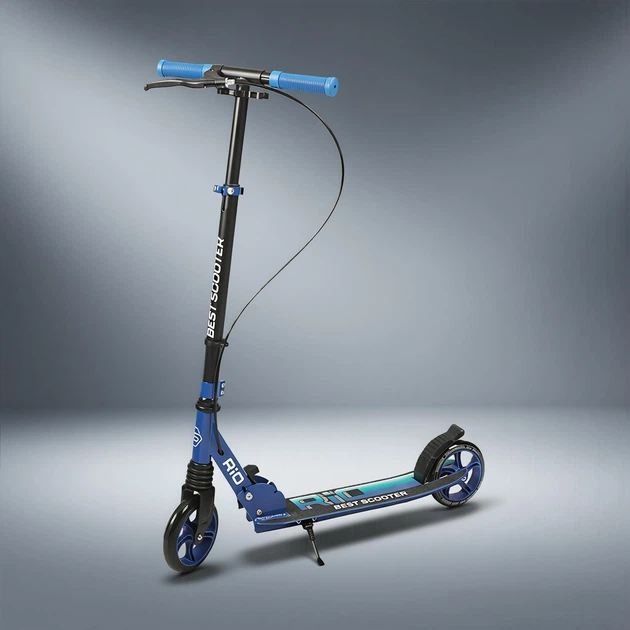 Самокат Best Scooter RIO двухколесный колеса PU 145 мм, амортизатор, ручной тормоз Blue 5–12 лет (R-31420) - изображение 13