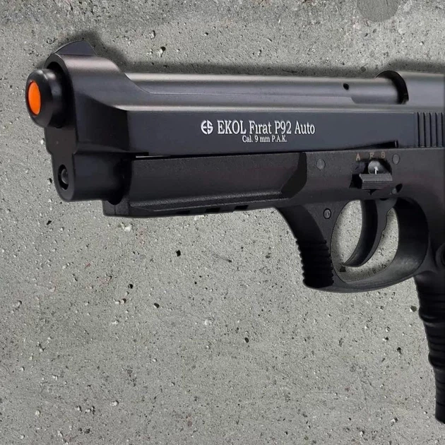 Стартовий пістолет Ekol P92 Auto Black (Beretta 92FS) - 9 мм PA, 17 патронів, полімерна рамка - изображение 4