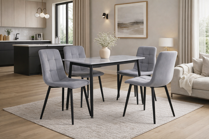 Обеденный комплект для кухни Fregat Home: керамический стол + 4 кресла Серый - изображение 4