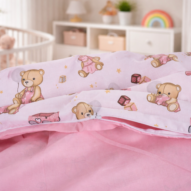 Комплект постельного белья Mirson Евро 200х220 см 17-0916 Little Teddy pink Ranforce Elite (2200012567913) - изображение 4