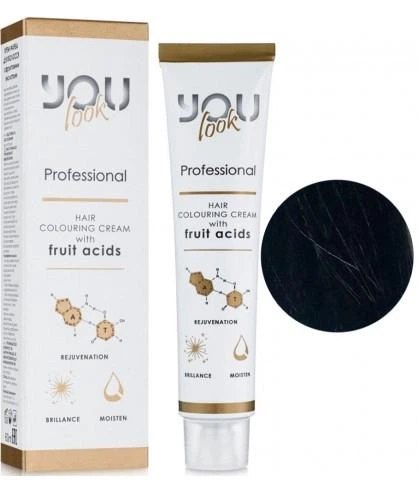 Стійка професійна крем-фарба для волосся 1.1 Синьо-чорний You Look Professional Hair Colouring Cream 60 мл - Фото 1 Стійка професійна крем-фарба для волосся 1.1 Синьо-чорний You Look Professional Hair Colouring Cream 60 мл - зображення 1
