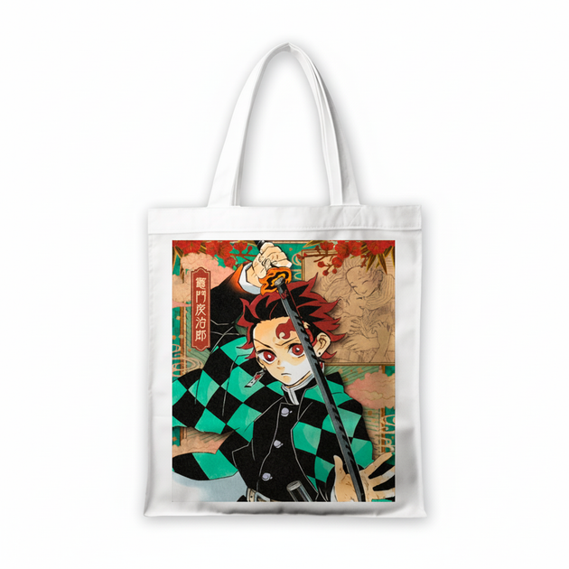 Сумка-шопер Клинок рассекающий демонов Demon Slayer: Kimetsu no Yaiba Тандзиро Камадо 39x35 см белая из льна 26773 - Фото 1 Сумка-шопер Клинок рассекающий демонов Demon Slayer: Kimetsu no Yaiba Тандзиро Камадо 39x35 см белая из льна 26773 - изображение 1