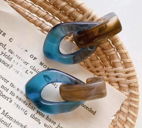 Женские сережки акриловые jewelry Голубые- кофейные - Фото 7 Женские сережки акриловые jewelry Голубые- кофейные - изображение 7