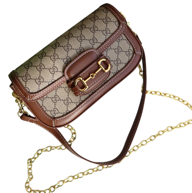 Сумка женская Gucci Horsebit 1955 коричневая Гуччи mini size (002) - Фото 1 Сумка женская Gucci Horsebit 1955 коричневая Гуччи mini size (002) - изображение 1