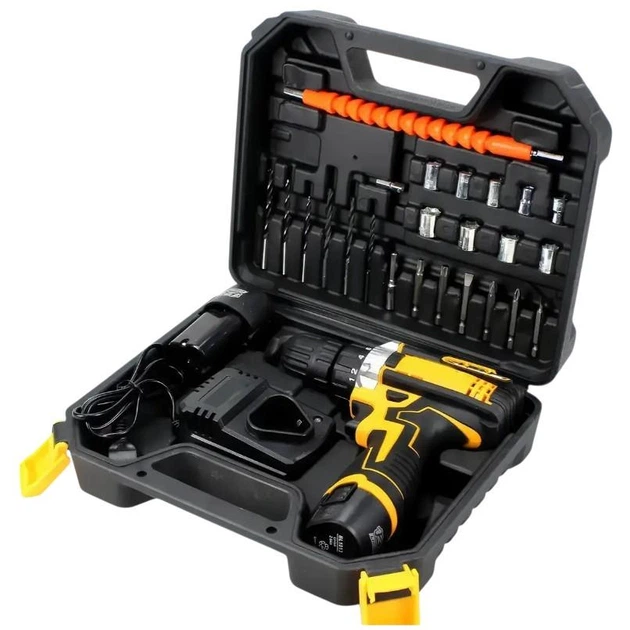 Акумуляторний шурупокрут в кейсі з насадками, бітами та сверлами Screw Driver Sets 12V Yellow - Фото 6 Акумуляторний шурупокрут в кейсі з насадками, бітами та сверлами Screw Driver Sets 12V Yellow - изображение 6