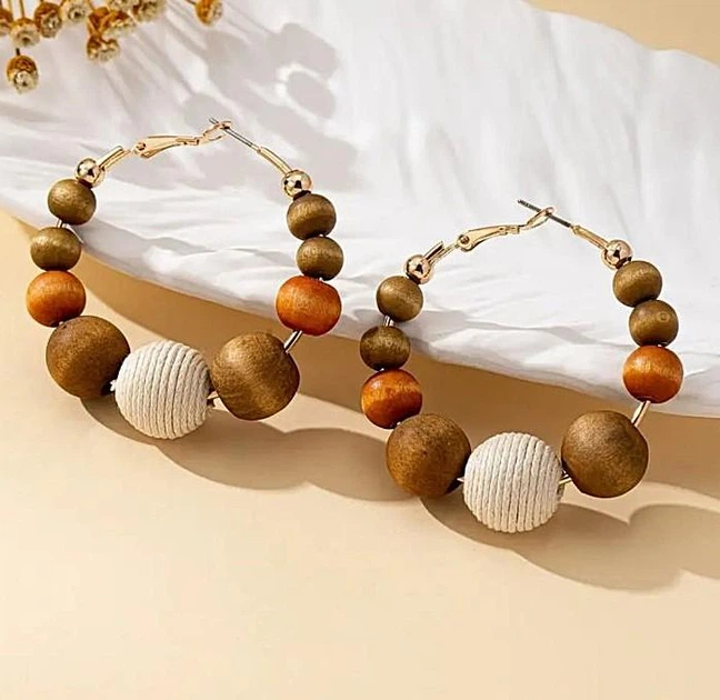 Жіночі сережки Кільця з намистинами jewelry Різнокольорові - Фото 2 Жіночі сережки Кільця з намистинами jewelry Різнокольорові - зображення 2