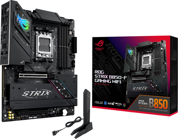 Материнcька плата Asus B850-F ROG Strix Gaming Wi-Fi Socket AM5 (ROG STRIX B850-F GAMING WIFI) Б/В - Фото 1 Материнcька плата Asus B850-F ROG Strix Gaming Wi-Fi Socket AM5 (ROG STRIX B850-F GAMING WIFI) Б/В - зображення 1