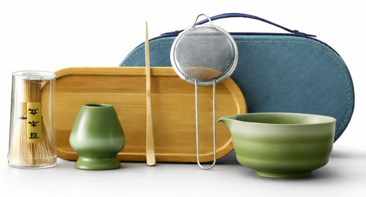 Набір для приготування чаю матча з аксесуарами в кейсі Matcha Case Kit бірюзовий бамбук-кераміка - зображення 5