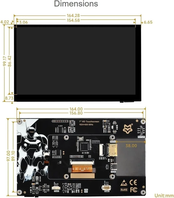 Монитор портативный сенсорный 7" LUCKFOX 7-HD-Touchscreen IPS 60 Гц - изображение 6