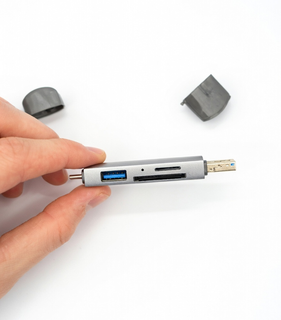 Переходник 6 в 1 (USB, Type-C, Micro-USB, TF, SD), OTG Адаптер-Хаб, концентратор, Hub, разветвитель - изображение 7