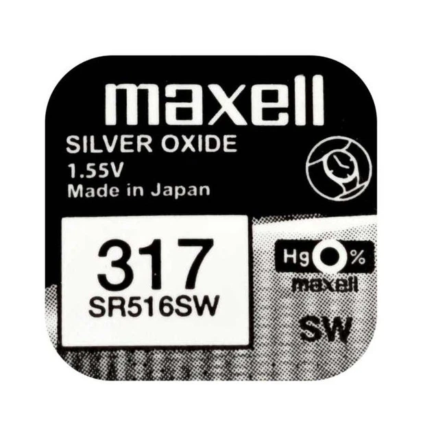Батарейка для годинника срібно-цинкова Maxell 317, V317, SR516SW 1,55V (57) - зображення 2