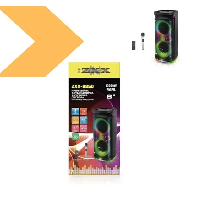 Акустична портативна колонка 60Вт TWS FM USB TF BT LED REC MIC ZXX-8082 (49629-ZXX-8082_3845) - изображение 2