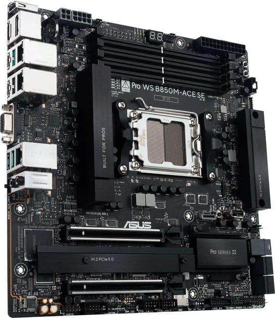 Материнська плата Asus Pro WS B850M-ACE SE (sAM5, AMD B850, PCI-Ex16) - Фото 3 Материнська плата Asus Pro WS B850M-ACE SE (sAM5, AMD B850, PCI-Ex16) - зображення 3