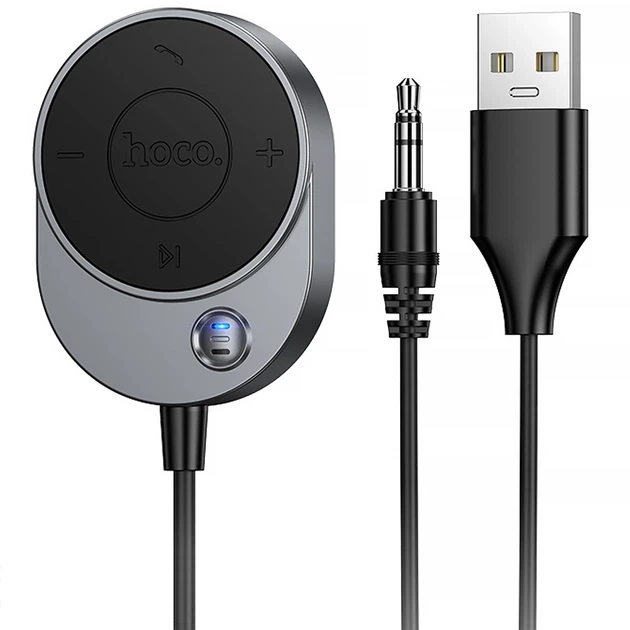 Bluetooth адаптер ресивер для автомобіля та аудіосистем Hoco E150 AUX 3.5 мм з мікрофоном Чорний - зображення 2