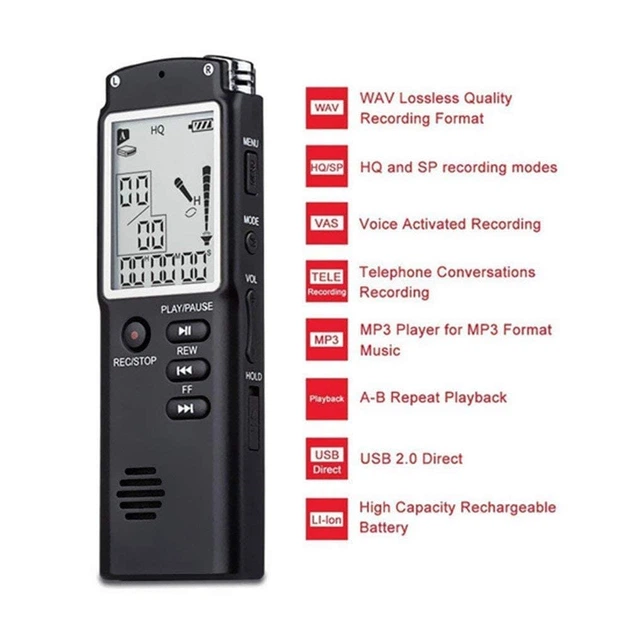 Многофункциональный диктофон 64GB с ЖК-дисплеем и MP3-плеером - Фото 4 Многофункциональный диктофон 64GB с ЖК-дисплеем и MP3-плеером - изображение 4