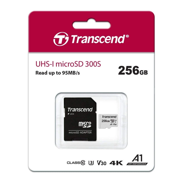 Картка пам'яті Transcend 256 GB microSDXC class 10 UHS-I (TS256GUSD300S-A) - Фото 3 Картка пам'яті Transcend 256 GB microSDXC class 10 UHS-I (TS256GUSD300S-A) - изображение 3
