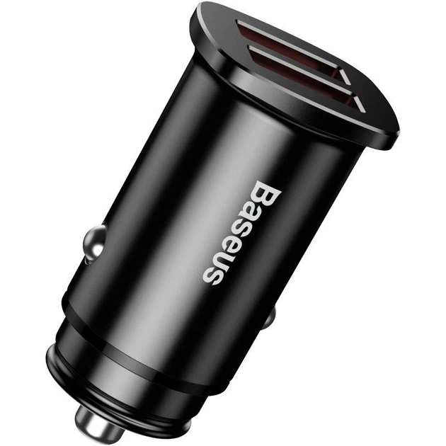 Автомобільний зарядний пристрій Baseus Square Metal зі швидкою зарядкою QC3.0 30W / 5A 2USB Black (CCALL-DS01) - зображення 2